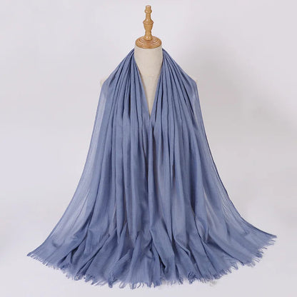 High Quality Viscose Cotton Hijab Shawls Plain Tassels Polyester Veils for Hijab Ladies Good Vibrations