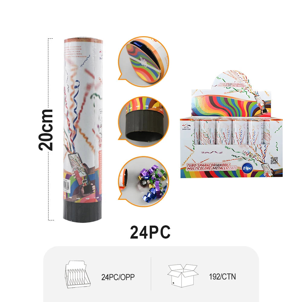 20cm  24 PCS Confetti Poppers Cannons for Wedding Birthday Graduation Baby Shower  Anniversary Fun Party Supplies Decorations Good Vibrations