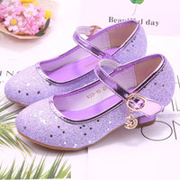 Children Princess Shoes student dance shoes for Girls High Heel Sandals Dress Purple Kids Leather Glitter Crystal Shoes Banquet Good Vibrations