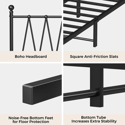 Single Size Bed Frame Heavy-Duty Platform with Metal Slats Support No Box Spring Needed/Easy Assembly Matte Black Good Vibrations