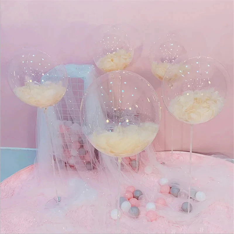 DIY Wedding Decoration Children's Birthday  Helium  Bobo Feather Transparent PVC Balloon Party Anniversary Good Vibrations