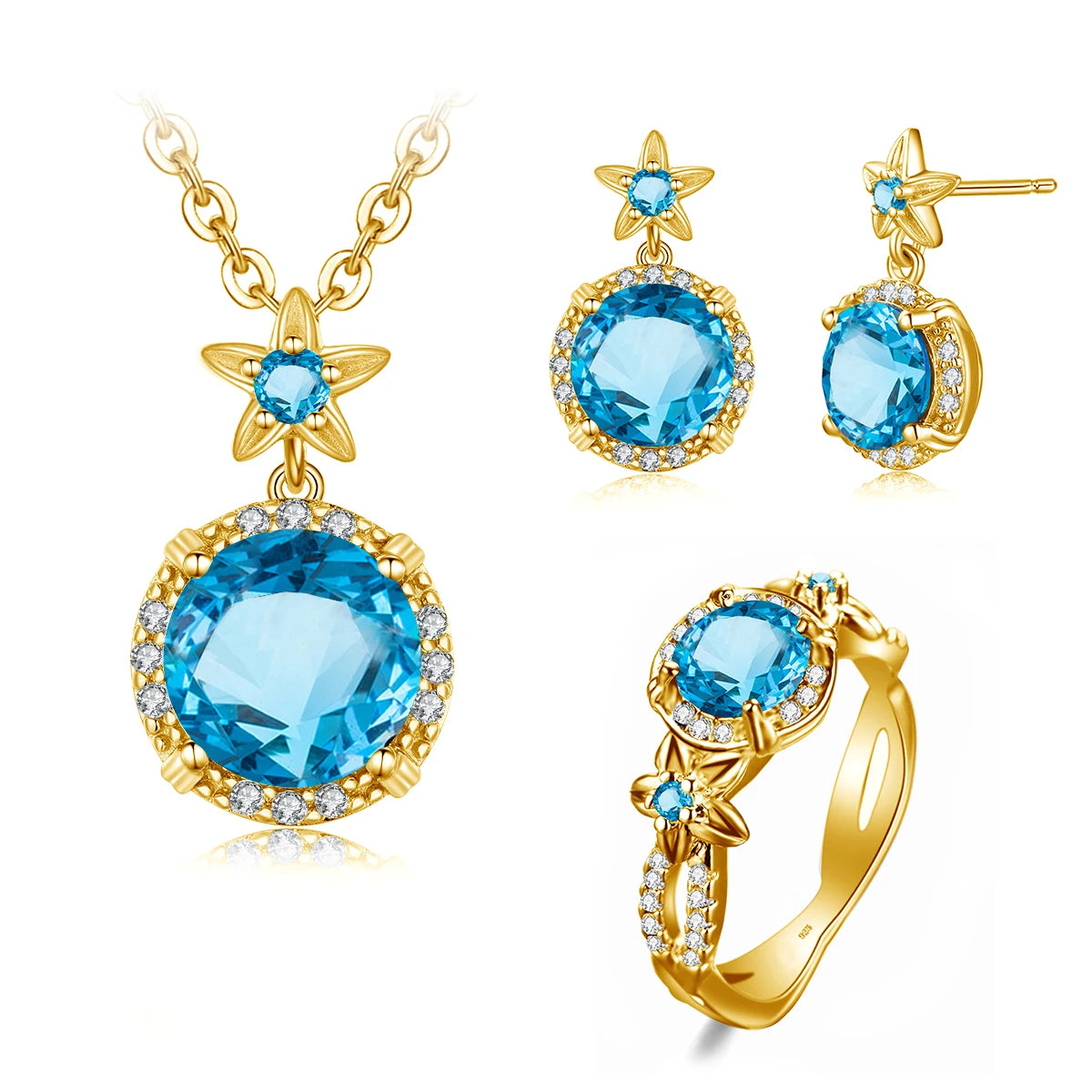 Szjinao Boho Flower Engrave Ring Earrings Pendant Garnet Diamond Silver 925 Gold Plated Dubai Jewelry Sets Jewellery Good Vibrations