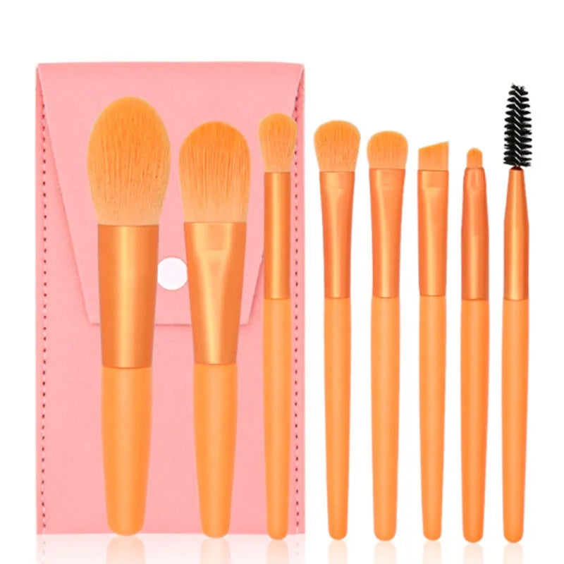 8pcs Macaron Makeup Brushes Set Eye Shadow Foundation Tool 8pcs Mini Travel Portable Cute Makeup Brush for Kids with Zipper Bag Good Vibrations