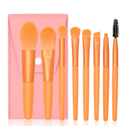 8pcs Macaron Makeup Brushes Set Eye Shadow Foundation Tool 8pcs Mini Travel Portable Cute Makeup Brush for Kids with Zipper Bag Good Vibrations