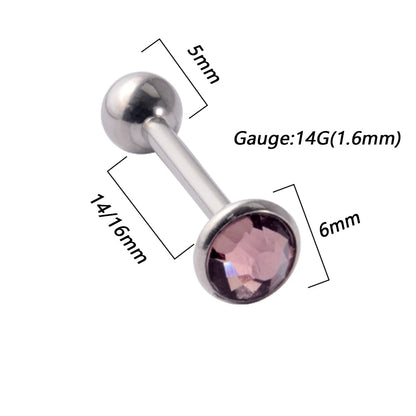 1PC Anti-Allergy Surgical Steel Tongue Rings Women Flat Zircon Piercing Tongue Barbells Piercing Body Jewelry 14g Good Vibrations
