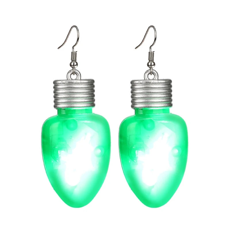 ANGELADY Glow in the Dark Dangle Earrings Christmas Tree Pendant Jewelry Party Novelty LED Light Up Flashing Earrings Good Vibrations