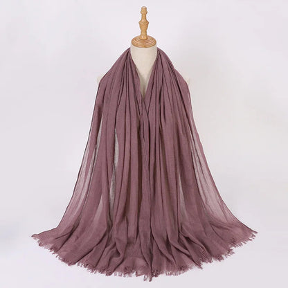 High Quality Viscose Cotton Hijab Shawls Plain Tassels Polyester Veils for Hijab Ladies Good Vibrations