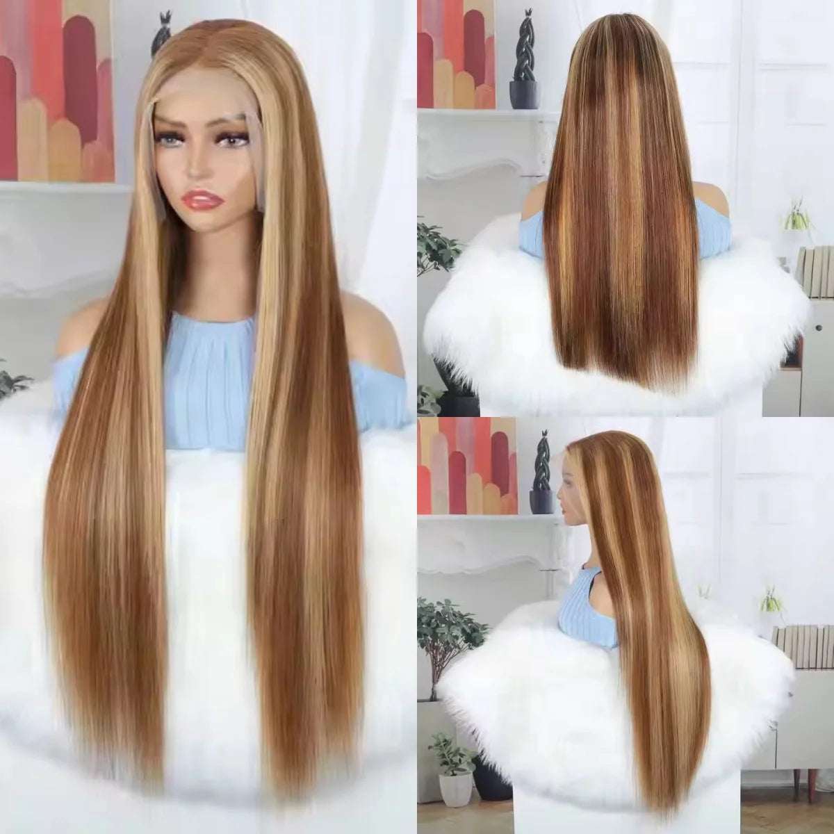 P4/27 Highlight Color Lace Front Straight Wig Raw Indian Hair Honey Blonde 5x5 HD Lace Frontal Human Hair Wigs for Women Good Vibrations