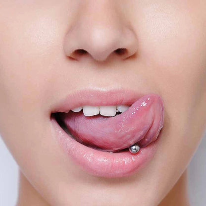 1PC Anti-Allergy Surgical Steel Tongue Rings Women Flat Zircon Piercing Tongue Barbells Piercing Body Jewelry 14g Good Vibrations