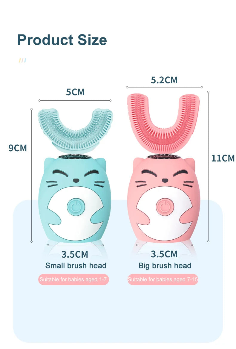 Sonic Electric Toothbrush Kids U-shaped Smart 360 Degrees Ultrasonic Tooth Brush Teeth Whitening For Children IPX7 Waterproof Good Vibrations