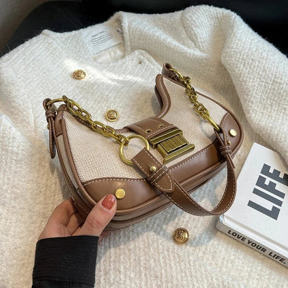 Saddle Small Crossbody Bags for Women 2023 Trend Designer PU Leather Shoulder Bag Ladies Chain Handbags and Purses Good Vibrations