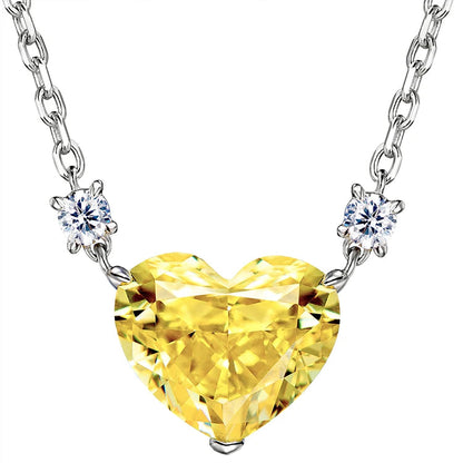 Rochime Heart Cut pink Yellow Gemstone Pendant Necklace 925 Sterling Silver Gold Plated 5a Zircon Jewelry for Women Good Vibrations