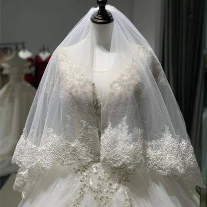 Latest Fashion Ivory/White 2-Layer Short Bridal Veil with Tulle Lace Trim Wedding Accessories Bridal Headdress Good Vibrations