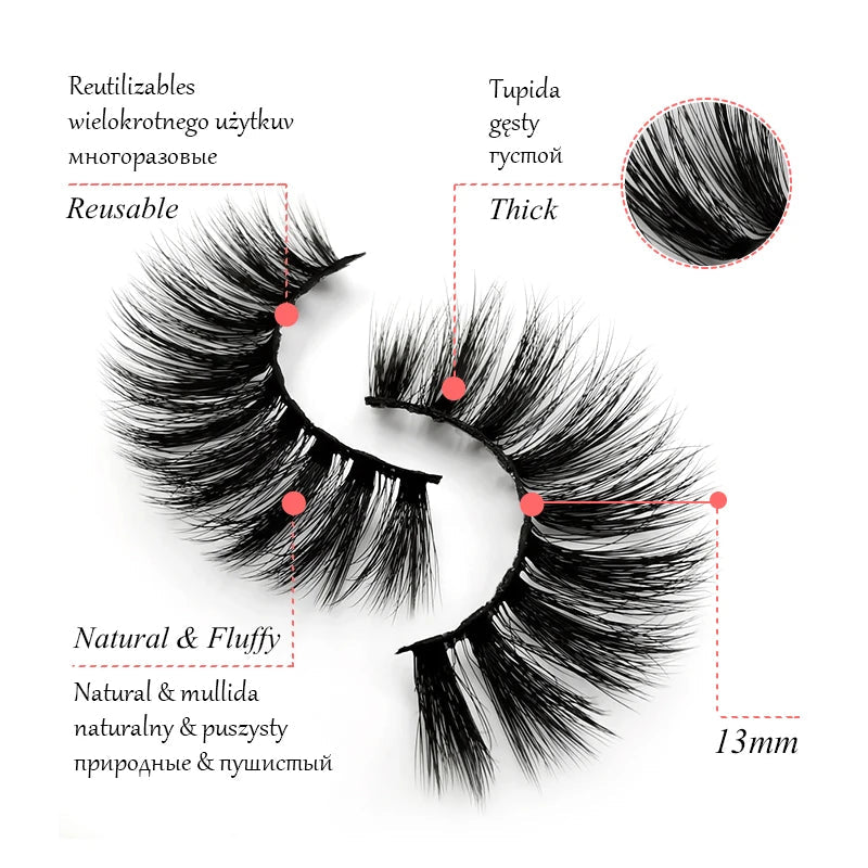 5 Pairs Multipack 3D Soft Mink Hair False Eyelashes Handmade Wispy Fluffy Long Lashes Natural Eye Makeup Tools Faux H13 E08 E01 Good Vibrations