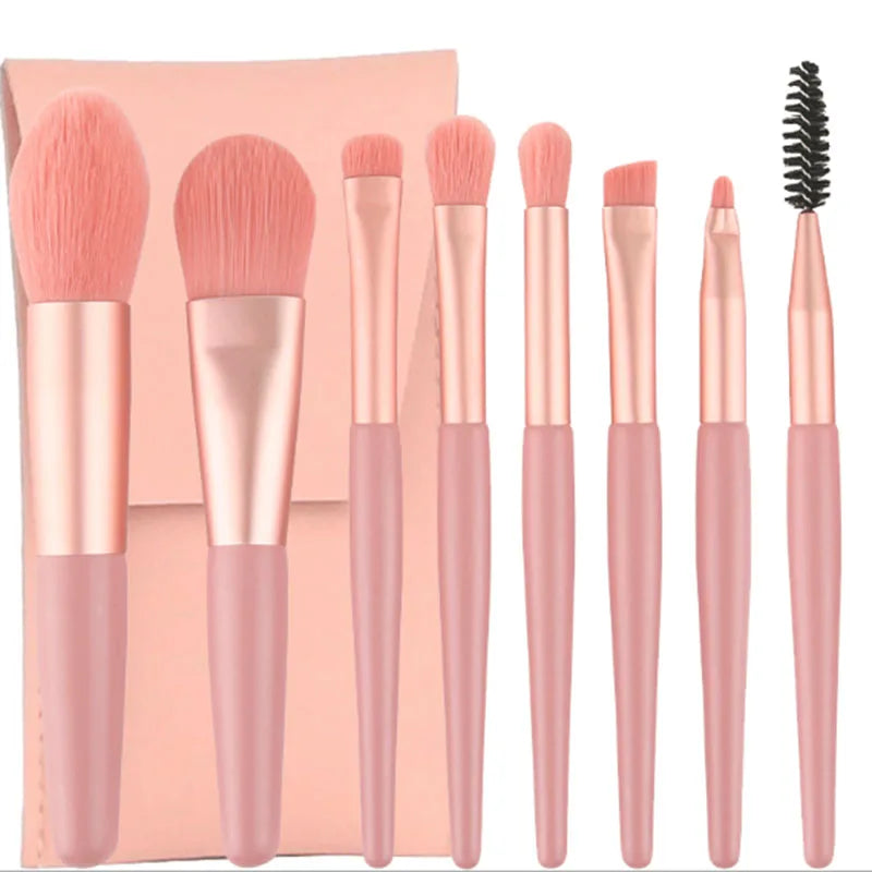 8pcs Macaron Makeup Brushes Set Eye Shadow Foundation Tool 8pcs Mini Travel Portable Cute Makeup Brush for Kids with Zipper Bag Good Vibrations