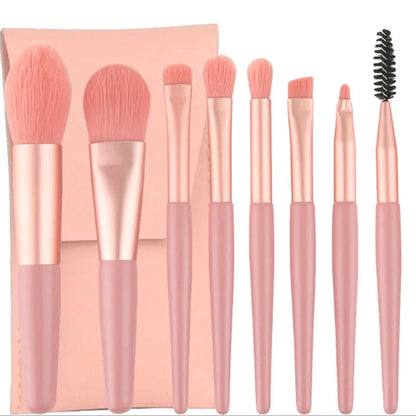 8pcs Macaron Makeup Brushes Set Eye Shadow Foundation Tool 8pcs Mini Travel Portable Cute Makeup Brush for Kids with Zipper Bag Good Vibrations