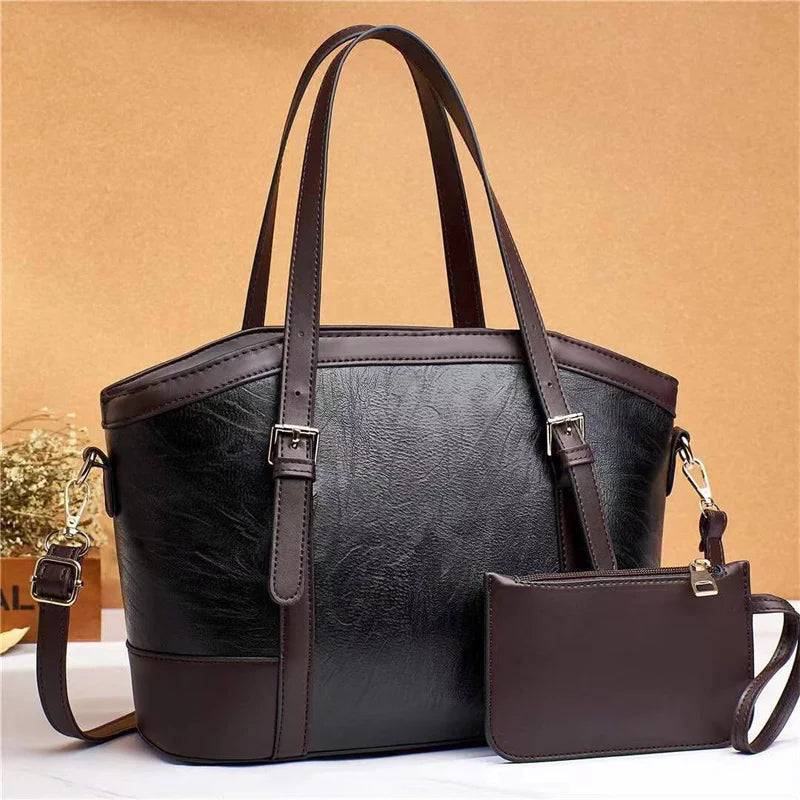 2022 New Bags Foreign Trade Models Stitching Design Shoulder Bag Large Capacity Mother and Child Bag Handbag Sets Good Vibrations