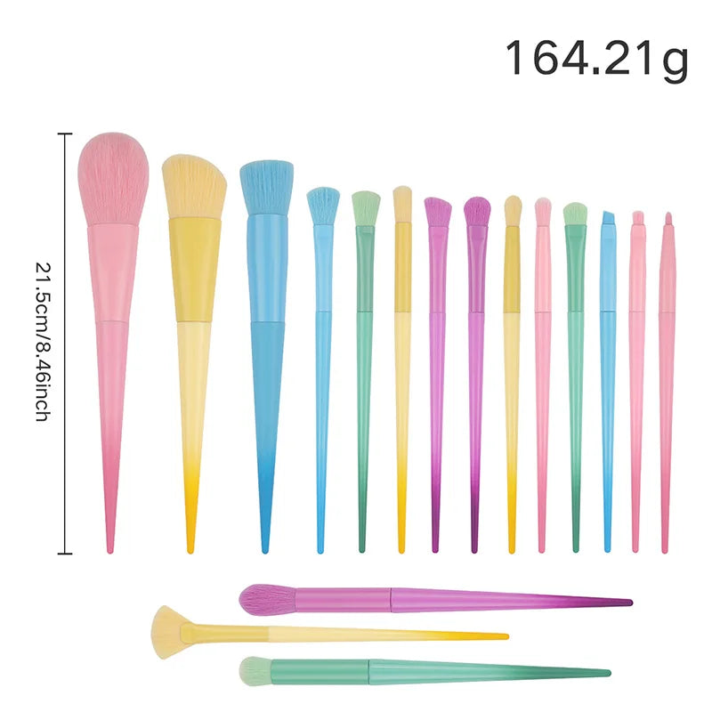 Wholesale 17-Piece Makeup Brush Set in 17 Candy Colors for Face Lips Concealer Eye Shadow Powder Repair Good Vibrations