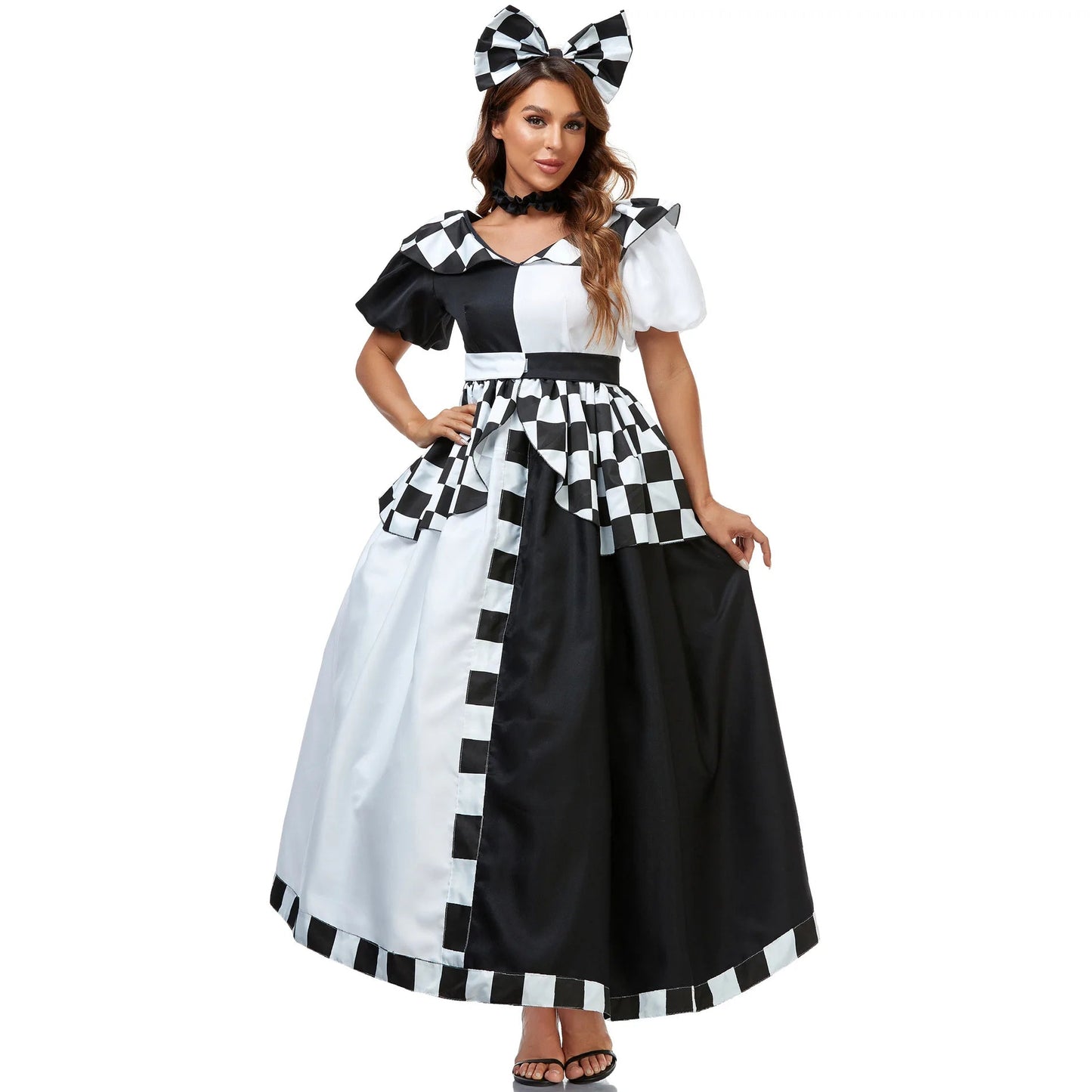 M-XL  COSPLAY Black and White Checked Mickey Halloween Costume Good Vibrations