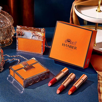 Luxury Pet Leather Bag Lipstick Set Non-Stick Cup Non-Fading Lip Balm Gift Box Lip Stick Full Set Wholesale Good Vibrations