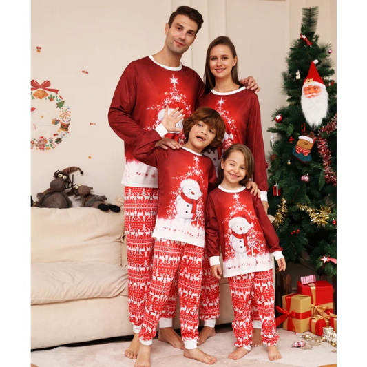 2023 New Cartoon Snowman Deer Pajamas Matching Christmas Outfit for Kids Family Christmas Pajamas Good Vibrations
