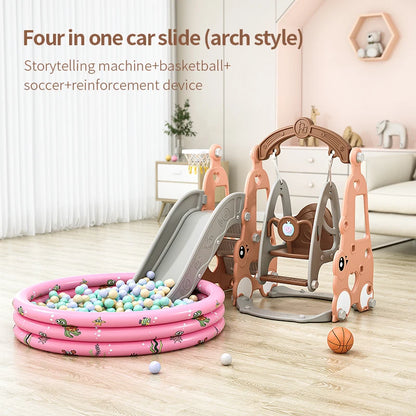 Indoor 6-in-1 Plastic Swing and Slide Set for Kids PE Baby Climbing Equipment Kindergarten Daycare Playhouse Good Vibrations
