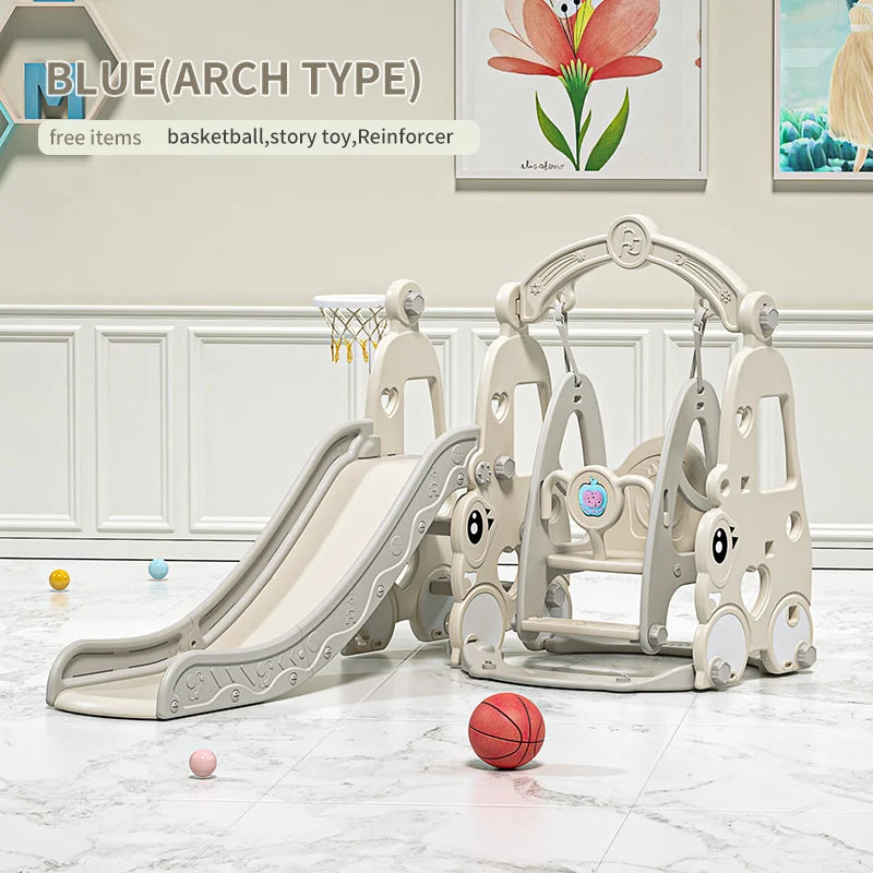 6 in 1 Indoor Playground Set for Children HDPE/PE Swing and Slide Toys Baby Playhouse with Indoor Slide and Swing Features Good Vibrations