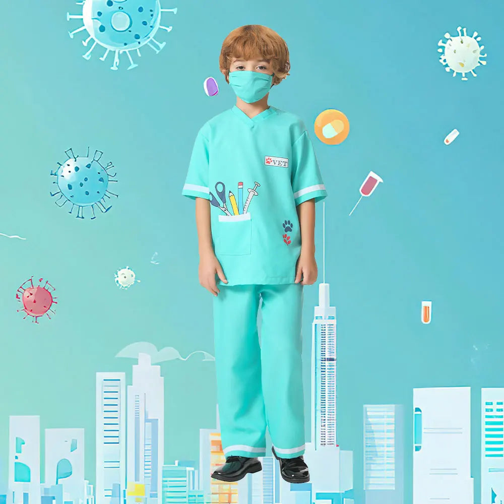 Kids Costumes Career Day Halloween Costumes Veterinarian Doctor Uniform Good Vibrations