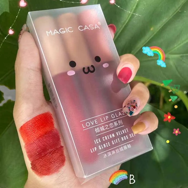 Velvet Matte Lipstick  Tube for Student Makeup Lip-Gloss Girl Long Lasting Lip Glaze Cute Lipstick Set Good Vibrations