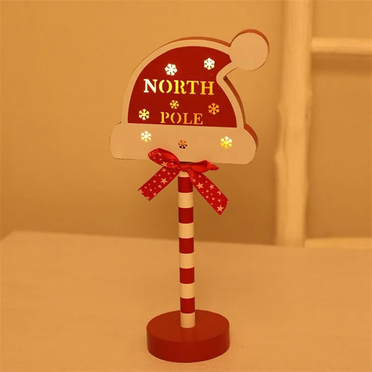 New Year Santa Claus Led Road Sign Light Tabletop Decoration for Home Christmas Ornaments Luce De Navidade Good Vibrations