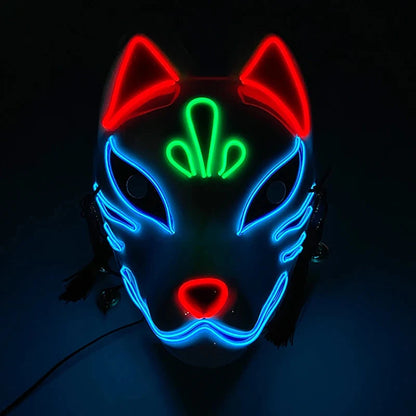 Halloween Carnival Party Costume Decoration Luminous LED Mask Halloween Mask LED Maske Light Up Party Masks for Glow Party Good Vibrations