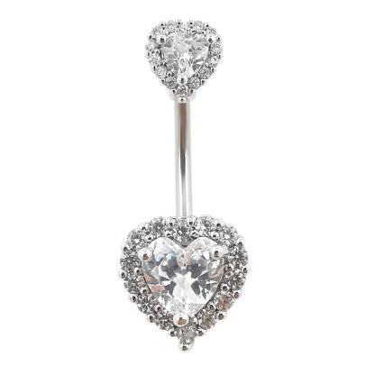 JHJT 14G Heart Belly Button Piercing Navel Ring 316L Surgical Stainless Steel CZ Belly Piercing Ombligo Jewelry for Women Good Vibrations Adult Super Store