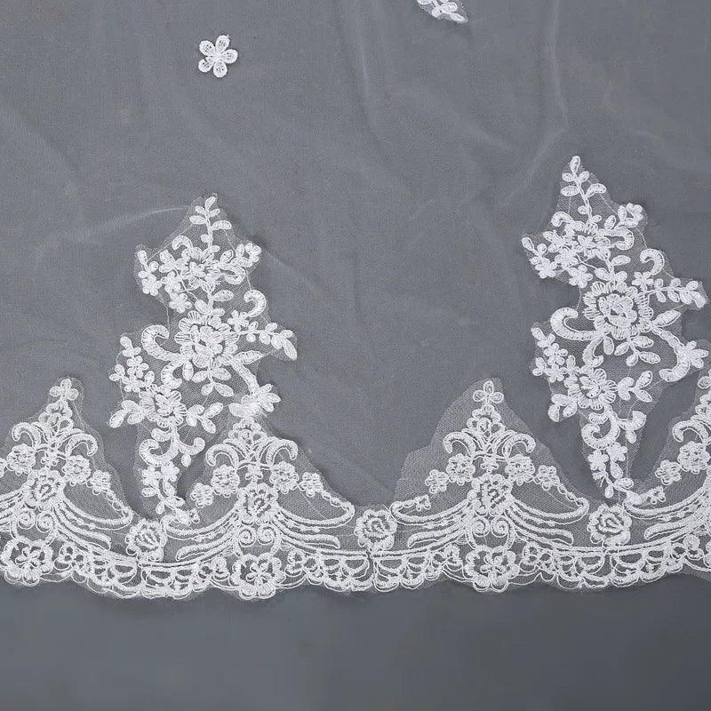 Wholesale Wedding Accessory One-Layer Veils With Lace Flower Bridal Veils 3M 4M 5M Soft Tulle Wedding Veil Good Vibrations