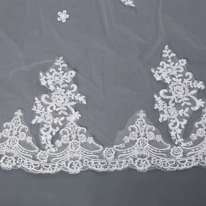 Wholesale Wedding Accessory One-Layer Veils With Lace Flower Bridal Veils 3M 4M 5M Soft Tulle Wedding Veil Good Vibrations