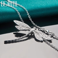 DOTEFFIL 925 Sterling Silver 40-75cm Chain Big Dragonfly Pendant Necklace For Women Wedding Engagement Party Fashion Jewelry Good Vibrations