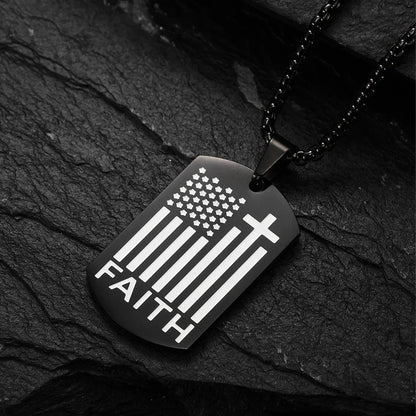 Bible Cross Necklace Dog Tag Pendant Inspiring Strengthening Courage Scripture Necklaces for Men Religious Jewelry Good Vibrations