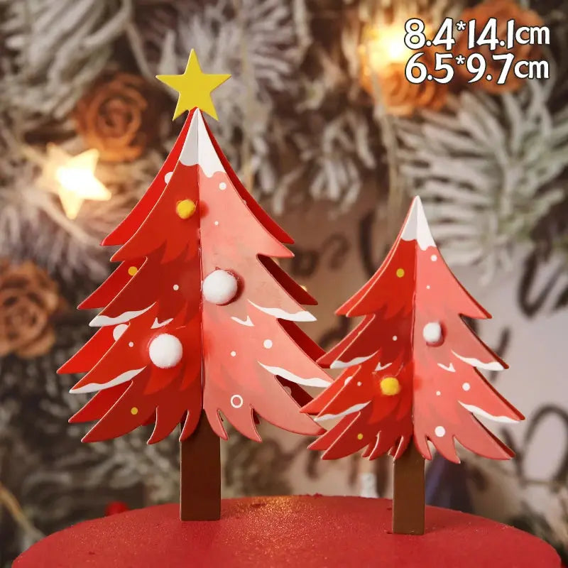 Christmas Cake Toppers Resin Santa Claus Cake Decor Xmas Tree Cupcake Dec Merry Christmas Decor For Home Happy new Year Gifts Good Vibrations