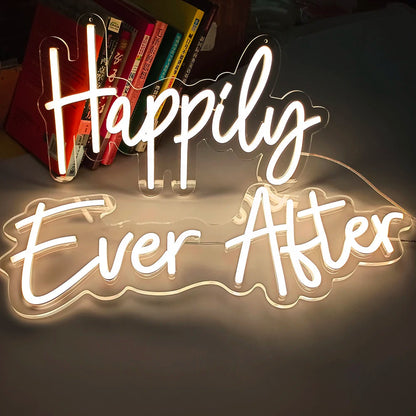 Happily Ever After Neon Sign Wedding Party Lights Event Background Decorative Lights Dimmable Good Vibrations
