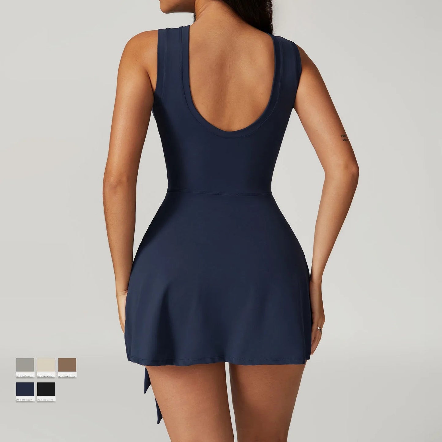 Beautiful Back Yoga Tennis Skirt Slimming Straps Chest Pads Breathable Leisure Fitness Short Yoga Dress for Summer Sports 1 Set Good Vibrations