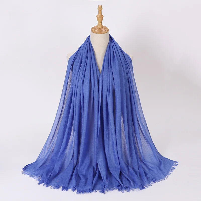 High Quality Viscose Cotton Hijab Shawls Plain Tassels Polyester Veils for Hijab Ladies Good Vibrations