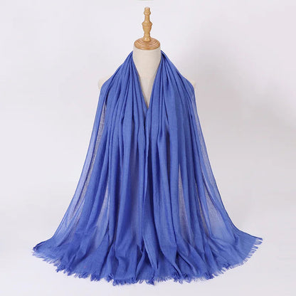 High Quality Viscose Cotton Hijab Shawls Plain Tassels Polyester Veils for Hijab Ladies Good Vibrations