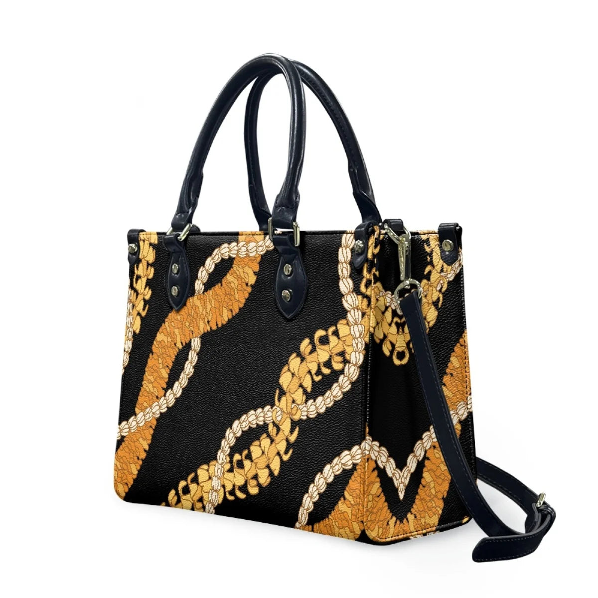 Customized Luxury Leather Women Handbag Hawaii Tribal Polynesian Tattoo Print Pu Leather Purse Shoulder Bag Lightweight Tote Bag Good Vibrations