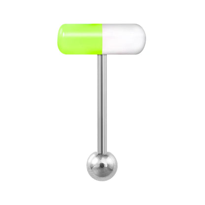 1-10 Pieces Colorful Capsule Tongue Rings Acrylic Pill Tongue Piercing Jewelry Women Surgical Steel Tongue Ring Bars Barbell 14G Good Vibrations