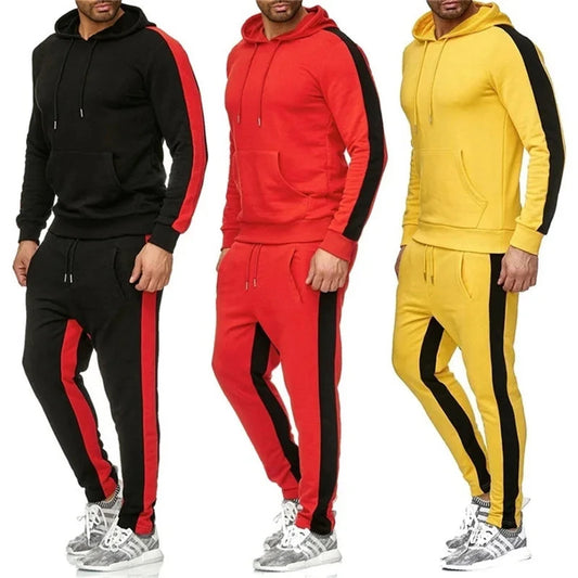 Men's 2 Piece Tracksuit Color Block Sweatsuit Stripes Casual Winter Long Sleeve Warm Moisture Wicking Breathable Sportswear Suit Good Vibrations