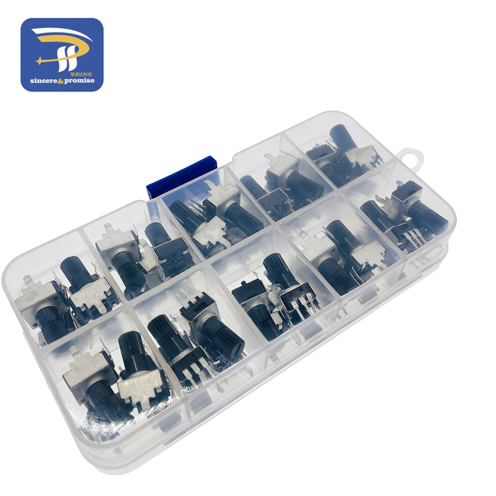 RV09 Kit Vertical 12.5mm Shaft 1K 2K 5K 10K 20K 50K 100K 1M 0932 Adjustable Resistor 9 Type 3Pin Seal Rotary Potentiometer Good Vibrations