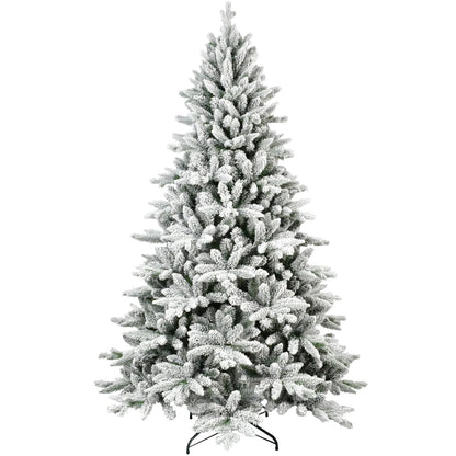 5/6/7ft Best Flocked Artificial Christmas Tree Artificial Hinged Christmas Tree for Holiday Party Office Home Living Good Vibrations