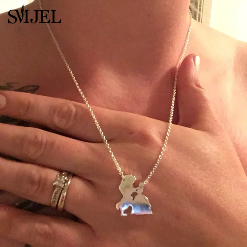 2025 New Movie Jewelry Beauty and the Beast Necklace for Women Prince Princess Pendant Necklaces Lover Accessories Gifts Good Vibrations Adult Super Store