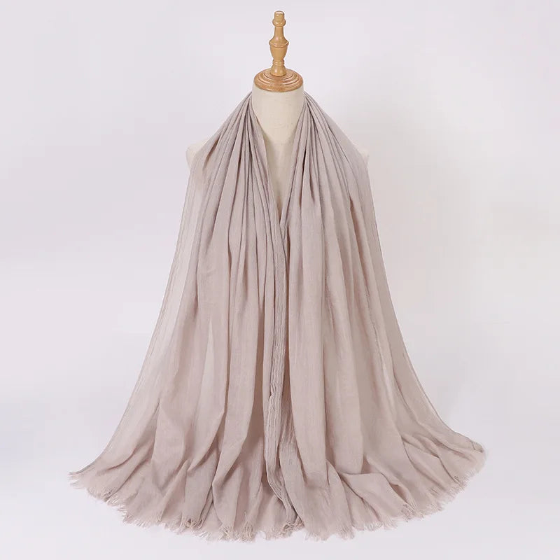 High Quality Viscose Cotton Hijab Shawls Plain Tassels Polyester Veils for Hijab Ladies Good Vibrations
