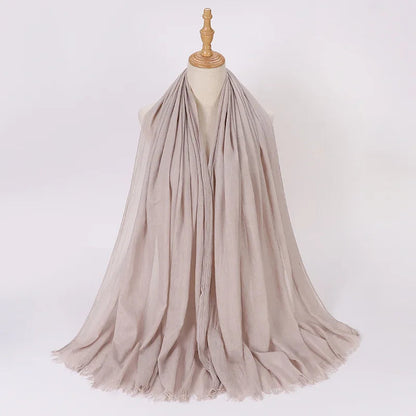 High Quality Viscose Cotton Hijab Shawls Plain Tassels Polyester Veils for Hijab Ladies Good Vibrations
