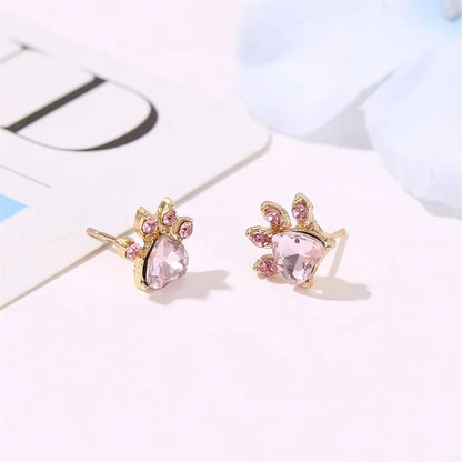 Hot Sale Elegant Luxurious Engagement Party Jewelry Set For Women Cute Cartoon Cat Paw Crystal Design Female Wedding Jewelry Good Vibrations Adult Super Store